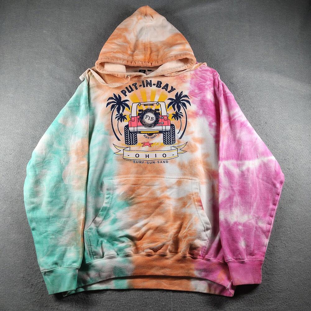 Coconut Creek Trading Co XL Tie Dye Hoodie Put In Bay Ohio Graphic Lake Eerie